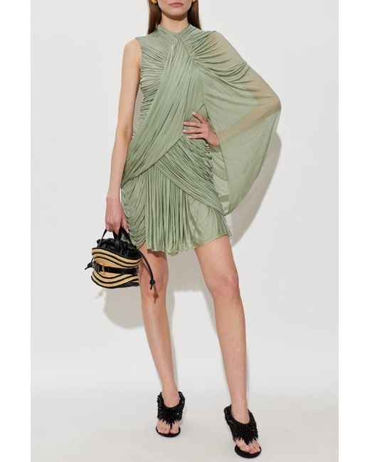 Balmain Green Short Dress With Draping
