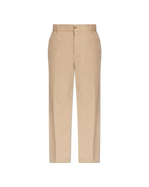 Moncler Natural Trousers With Logo Patch for men