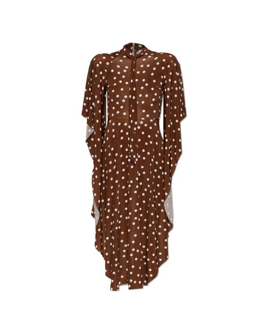 Vetements Brown Asymmetric Dress With Shoulder Pads