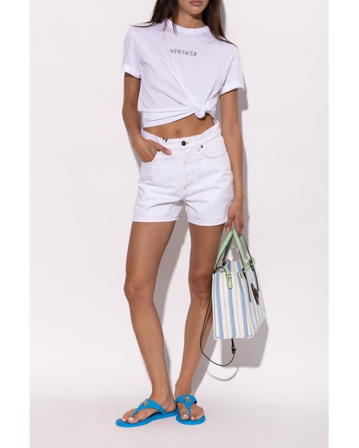Versace Blue Rubber Flip-Flops