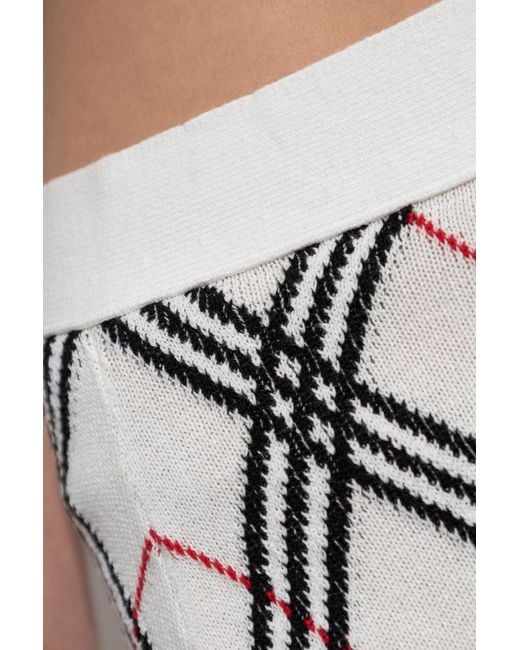 Burberry White Plaid Pattern Skirt