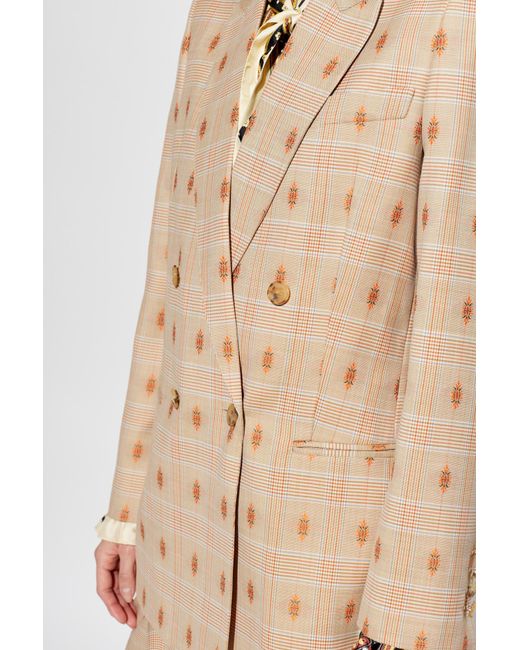 Etro Natural Wool Double-Breasted Blazer