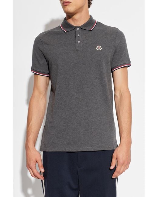 Moncler Blue Polo With Logo Patch for men