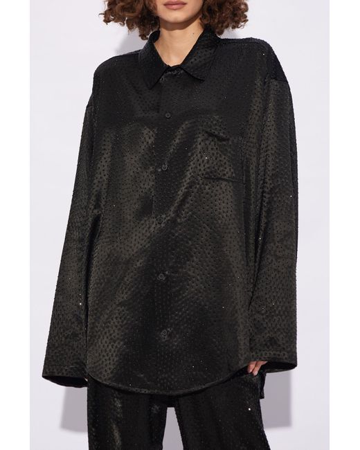 Balenciaga Black Rhinestone-embellished Shirt,