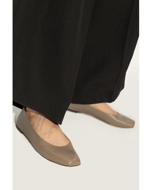 Emporio Armani White Leather Ballet Flats,