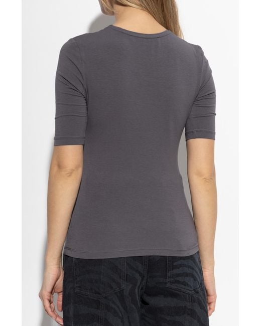 ROTATE BIRGER CHRISTENSEN Gray T-Shirt With Logo Patch