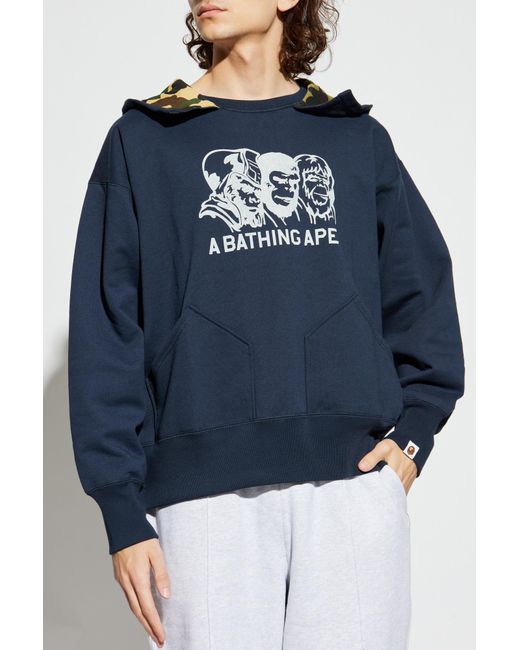 A Bathing Ape Blue Sweatshirt With Logo for men
