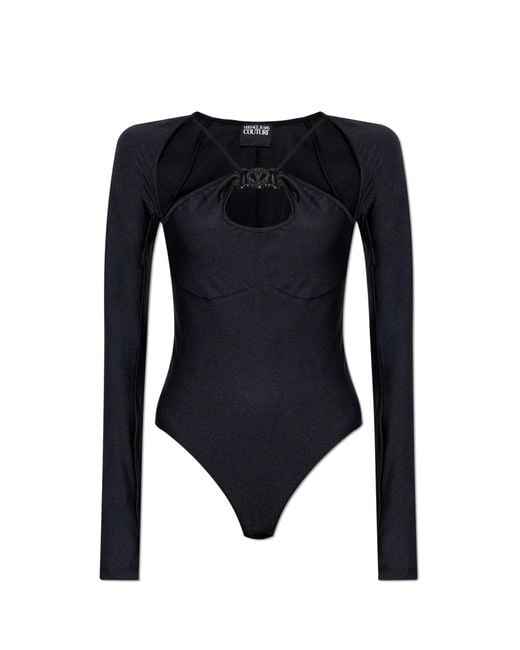 Versace Jeans Couture Black Bodysuit With Logo Application