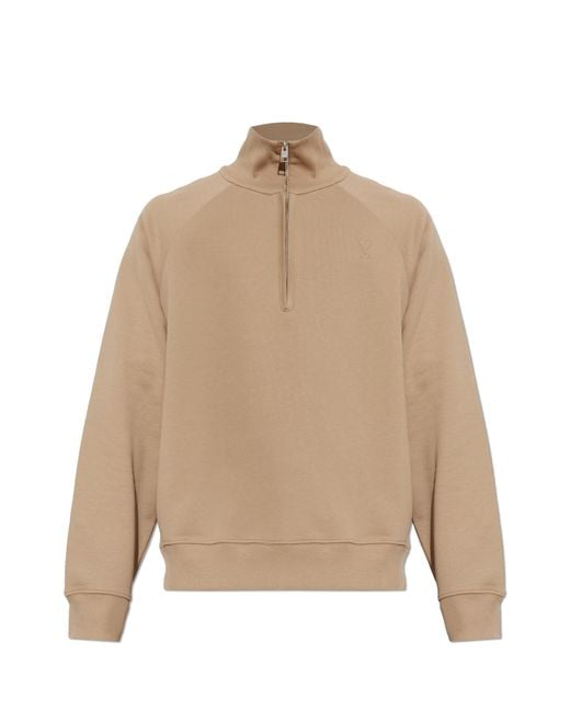 AMI Natural Cotton Sweatshirt With Logo for men