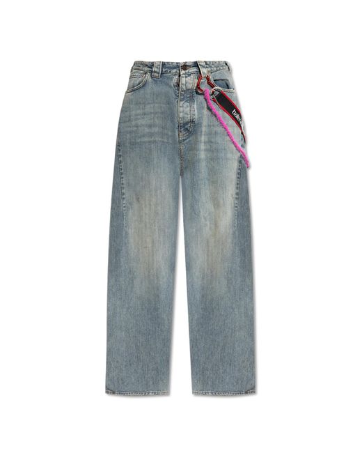 Balenciaga Blue Jeans With Decorative Appliqués
