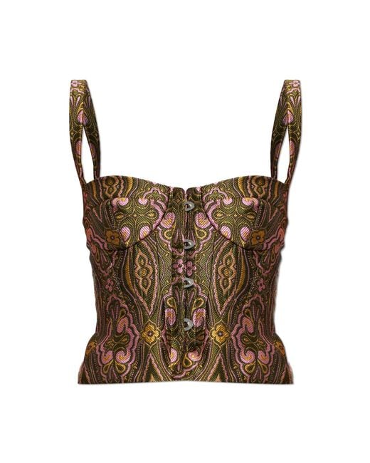 Etro Brown Fitted Patterned Top