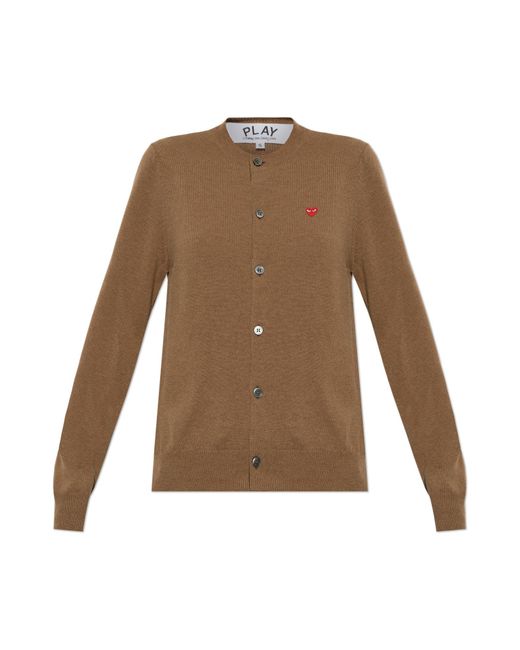 COMME DES GARÇONS PLAY Natural Wool Cardigan With Logo Patch