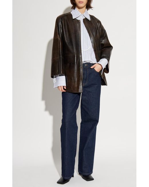 Max Mara Brown Leather Jacket 'Gambero'