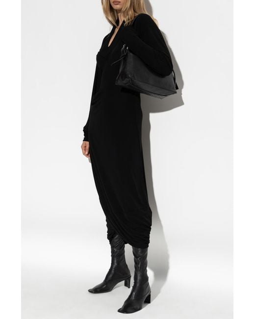 Lemaire Black Dress With Draped Neckline