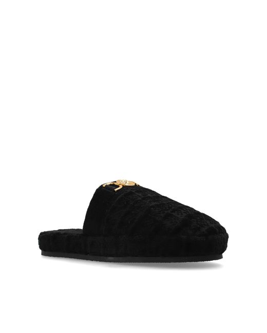 Versace Black Slippers With Logo