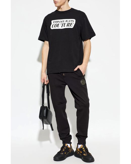 Versace Jeans Couture Black Sports Shoes With 'Barocco' Pattern for men