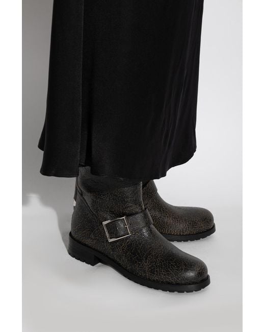 Jimmy Choo Black 'Biker Mid' Ankle Boots
