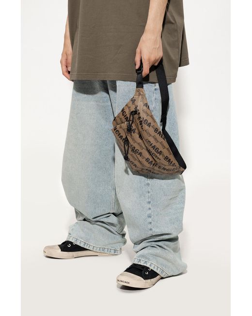 Balenciaga 'signature Medium' Belt Bag in Brown for Men | Lyst