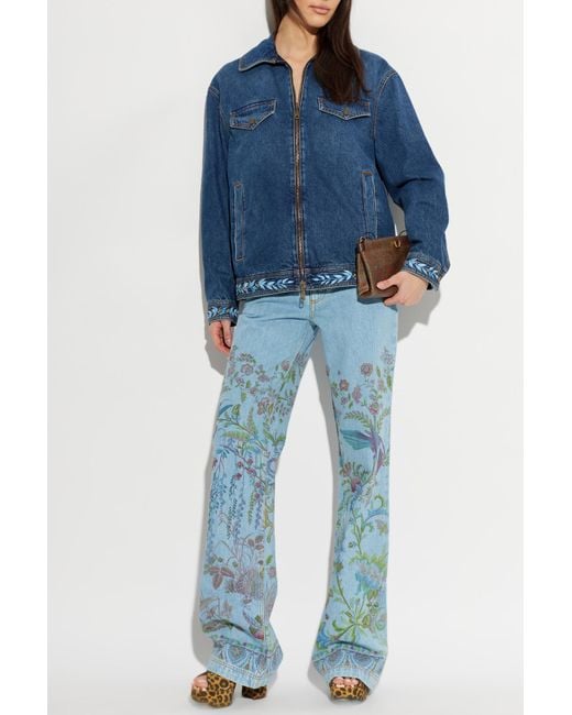 Etro Blue Denim Jacket With Embroidered Embellishment