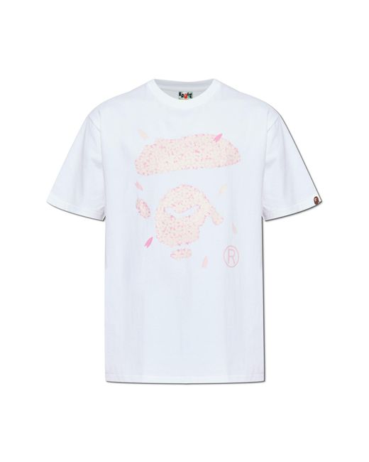 A Bathing Ape White T-Shirt With Print for men