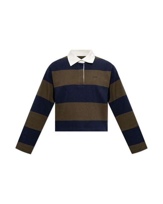 A.P.C. Blue Long Sleeve Polo