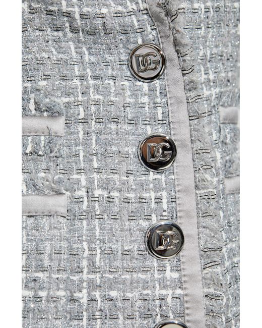 Dolce & Gabbana Gray Tweed Jacket With Lurex Thread