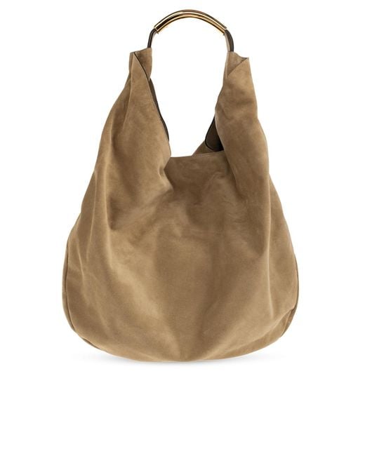 Moschino Brown Suede Bag "Handle Me"