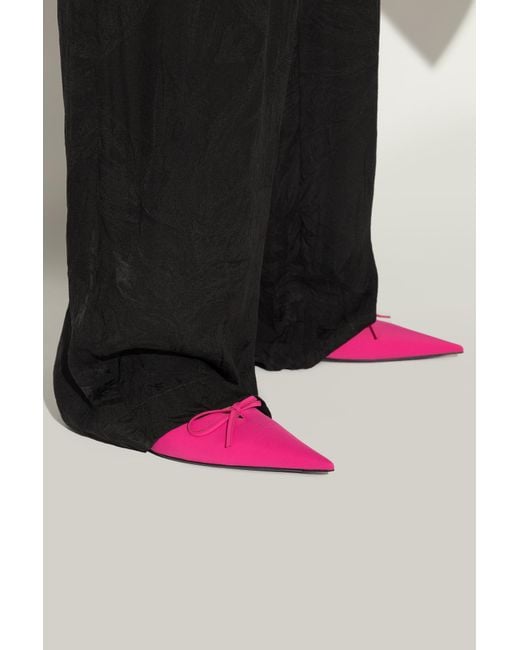 Balenciaga Pink Heeled Slippers 'Knife Bow'
