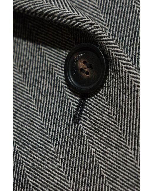 Ferragamo Gray Wool Coat With Herringbone Pattern