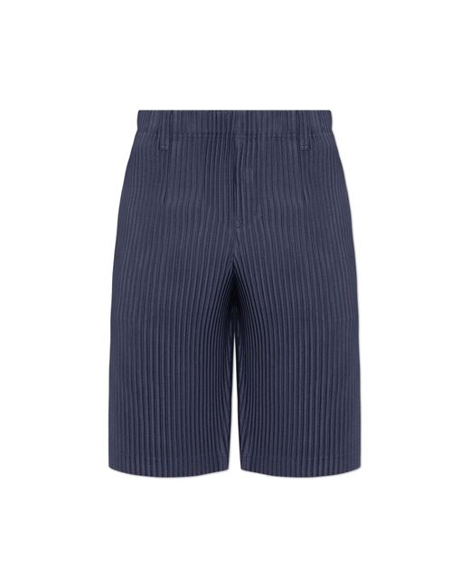 Homme Plissé Issey Miyake Blue Pleated Bermuda Shorts, for men