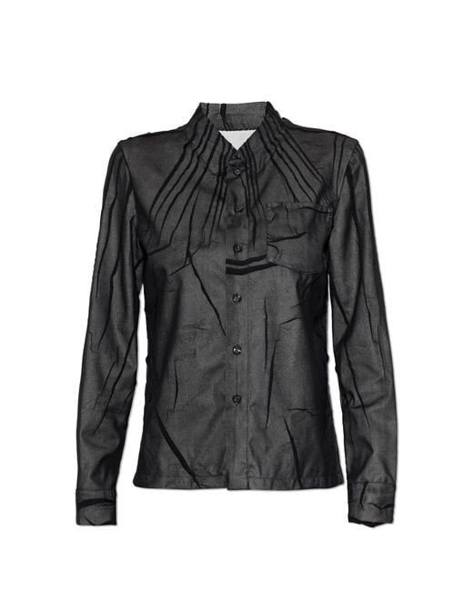 Maison Margiela Black Shirt With A Stand-Up Collar