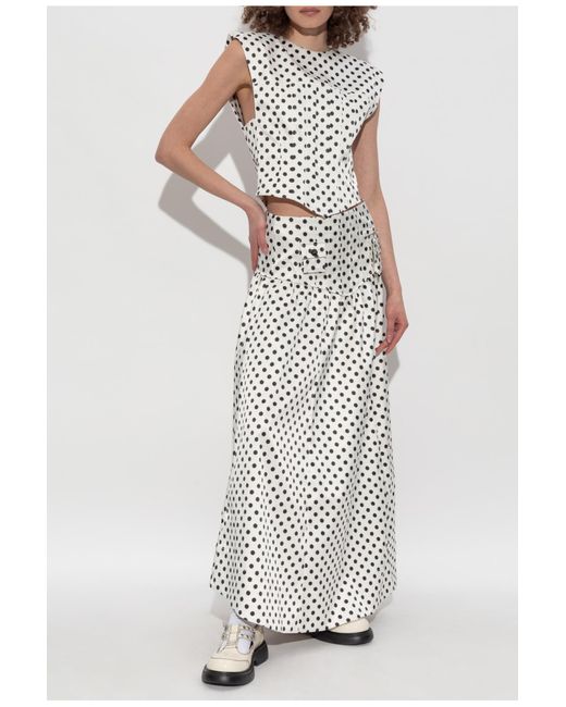 Ganni White Skirt With Polka Dot Pattern