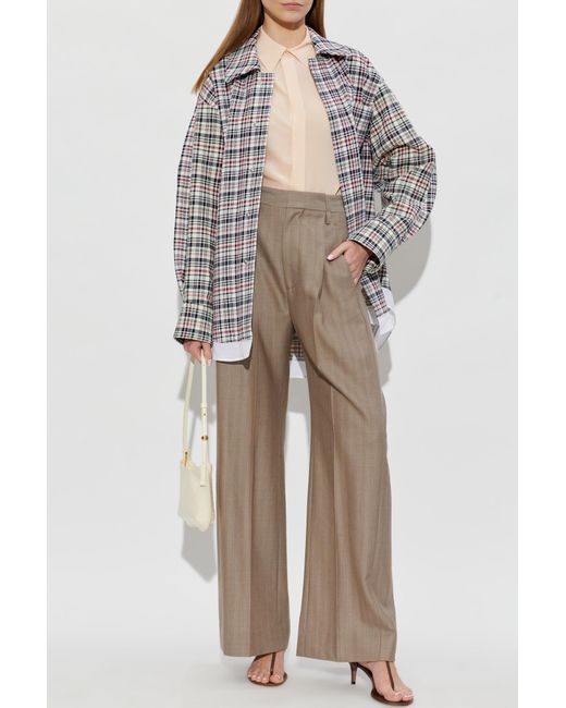 Victoria Beckham White Checked Pattern Shirt