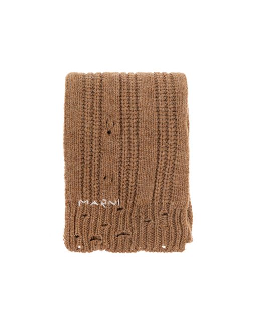 Marni Brown Scarf With Logo for men
