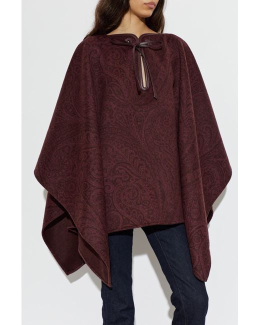 Etro Red Wool Poncho