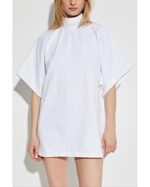 Alaïa White Top With A Stiff Stand-Up Collar