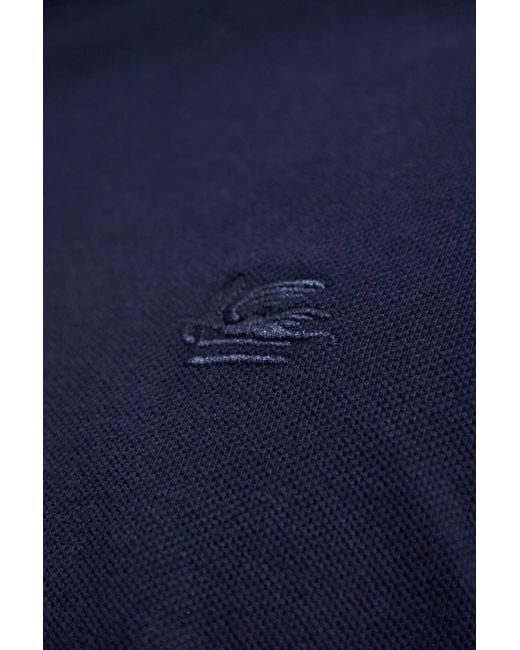 Etro Blue Polo With Logo for men
