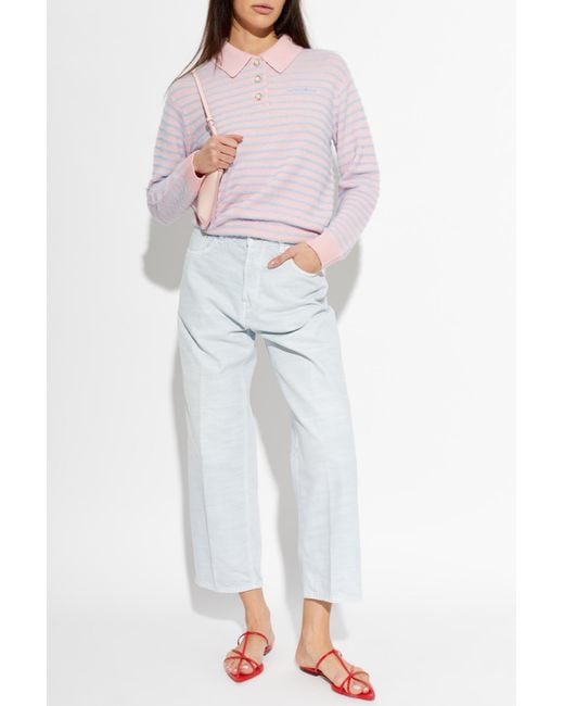 Casablanca Pink Wool Polo With Long Sleeves