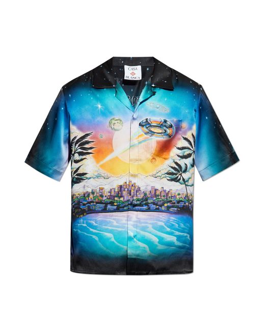 Casablanca Blue Silk Shirt for men
