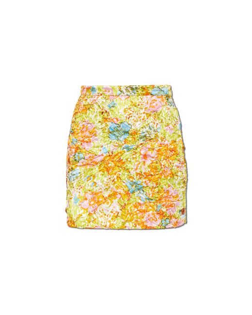 Versace Yellow Short Skirt With Crinkling