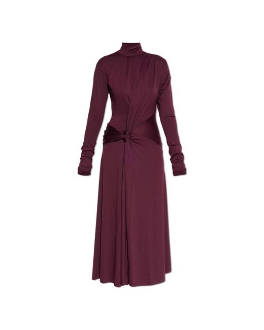 Victoria Beckham Purple Dress With A Stand-Up Collar