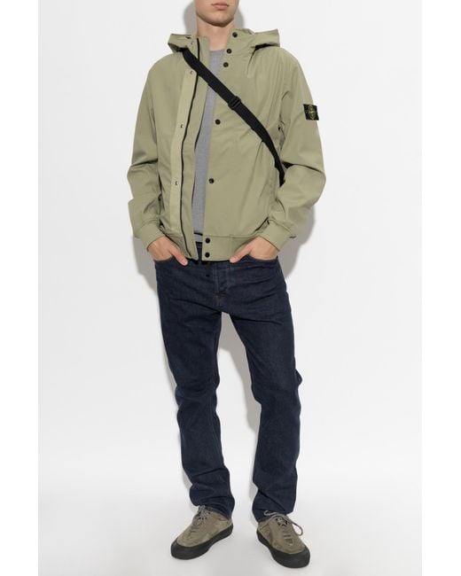 Stone Island Gray Wool Sweater With Patch On Sleeve for men