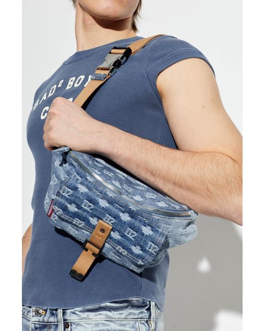DSquared² Blue Belt Bag With Monogram for men