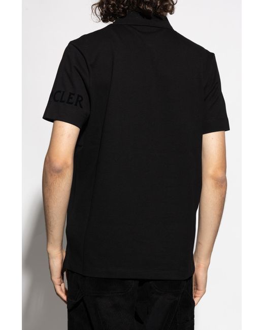 Moncler Black Polo With Logo Patch for men