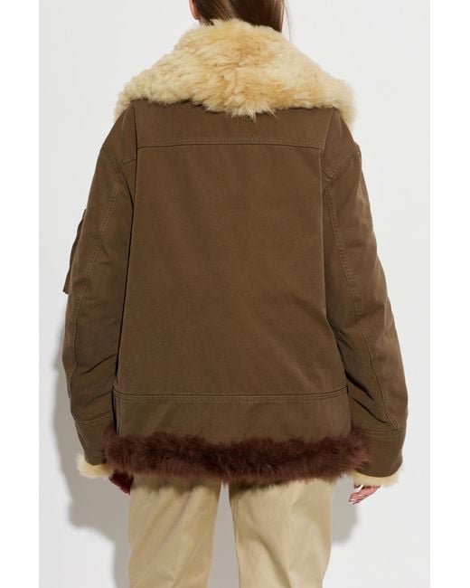 DSquared² Brown Jacket With Fur Trim