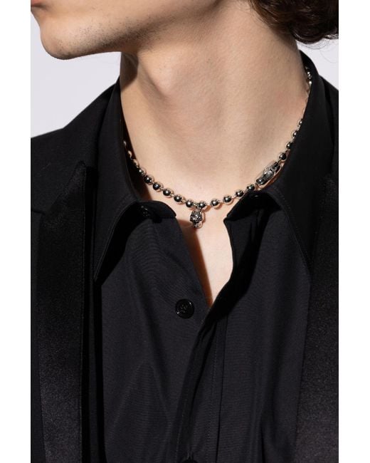McQueen White Brass Necklace for men