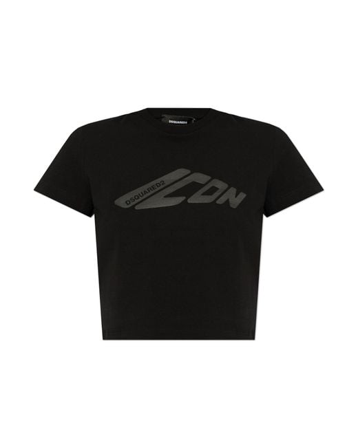 DSquared² Black T-Shirt With Printed Logo