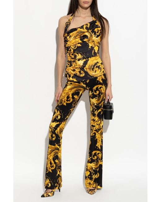 Versace Jeans Couture Yellow Trousers With Flared Legs