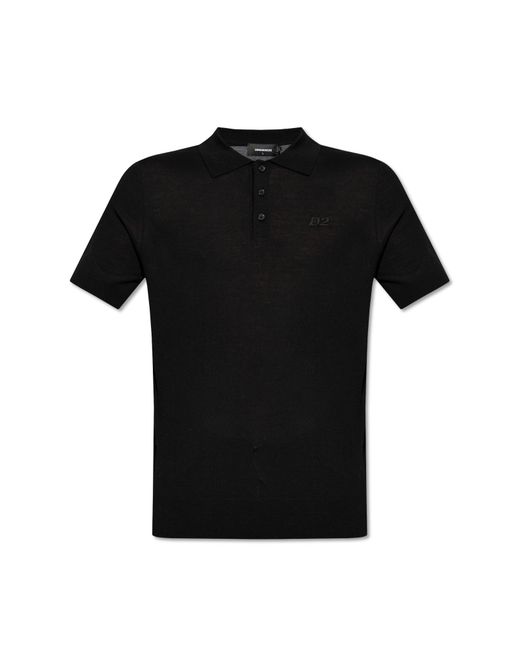 DSquared² Black Wool Polo Shirt for men