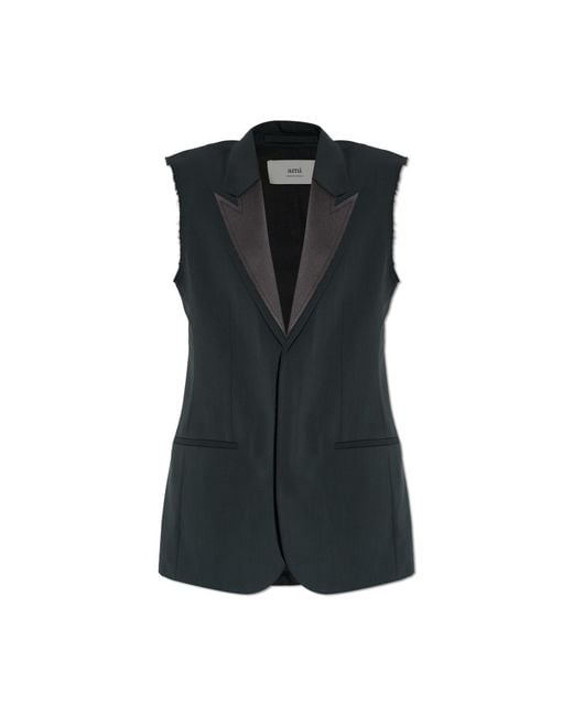 AMI Black Wool Vest